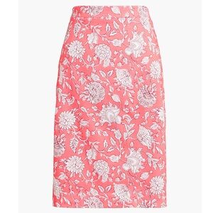 J.Crew Factory Printed Floral Pink Pencil Skirt in Vivid Coral White